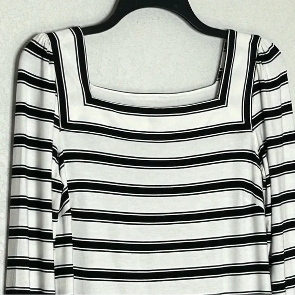 Loft Black/White Striped XS Long Sleeve Dress - Picture 2 of 13